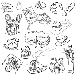 優(yōu)雅的烹飪食品的涂鴉