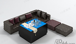 3D沙發(fā)茶幾組合模型