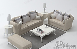 3D沙發(fā)茶幾組合模型