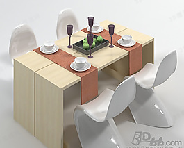 3D桌椅組合模型