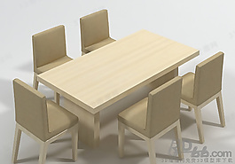3D桌椅組合模型