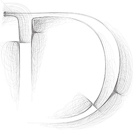 手繪字體字母D矢量插畫