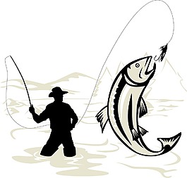 漁民捕鱒魚飛跳