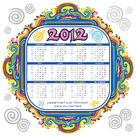 2012個卡通日歷02矢量