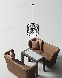 3D沙發(fā)茶幾組合模型