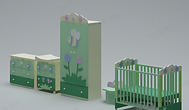 3D嬰兒床模型