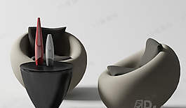 3D沙發(fā)茶幾組合模型