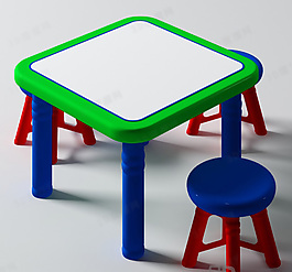 3D桌椅組合模型
