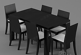 3D桌椅組合模型