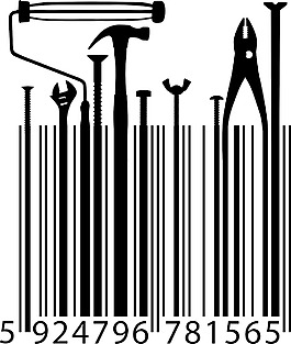 不同的工具在條碼矢量插畫(huà)