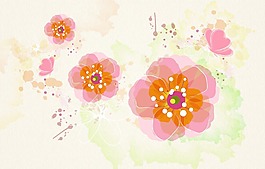 水彩花卉背景矢量插畫