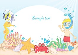 卡通夏季背景矢量插畫(huà)