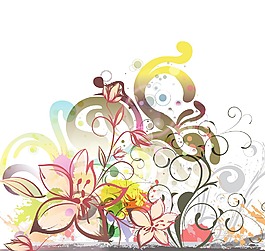 豐富多彩的畫(huà)花卉背景矢量插畫(huà)