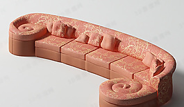 3D多人沙發(fā)模型