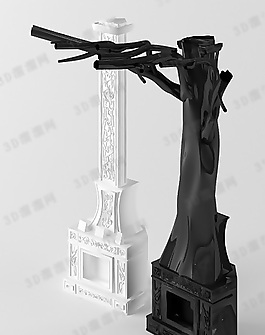 3D壁爐模型