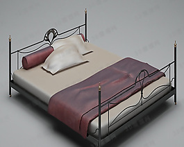3D雙人床模型