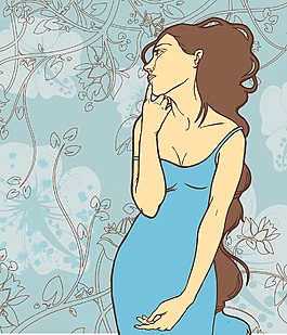 花卉背景漂亮的女士