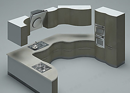 3D廚房組合模型