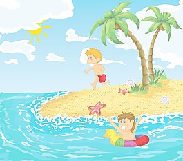 卡通夏季背景矢量插畫(huà)