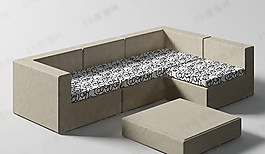 3D多人沙發(fā)模型