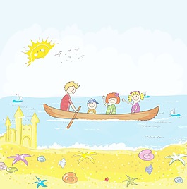 卡通夏季背景矢量插畫(huà)