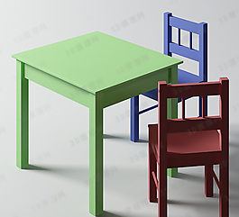 3D桌椅組合模型