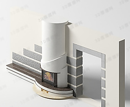 3D壁爐模型