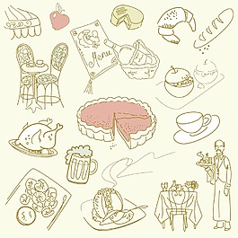 優(yōu)雅的烹飪食品的涂鴉