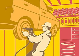 機械汽車修理工的復古