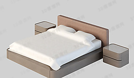 3D雙人床模型