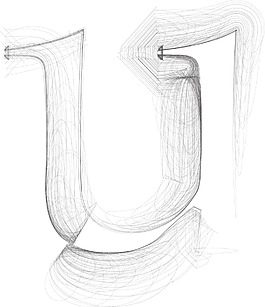 手繪字體字母U矢量插畫