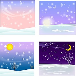 雪花风景矢量图