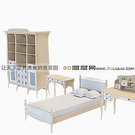 3D單人床模型