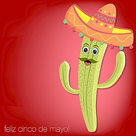 Feliz Cinco de Mayo（幸福5月第五）仙人掌卡矢量格式