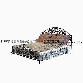 3D雙人床模型