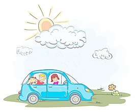 汽車卡通矢量背景