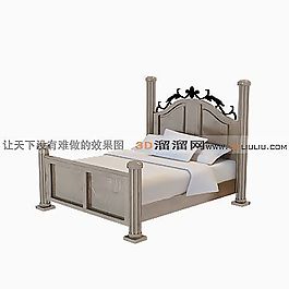 3D雙人床模型