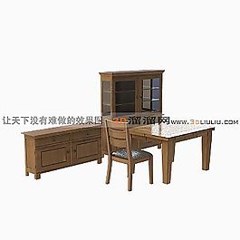 3D桌椅組合模型