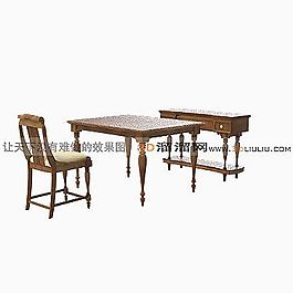 3D桌椅组合模型