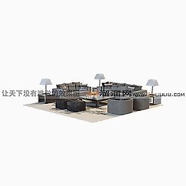 3D沙發(fā)茶幾組合模型