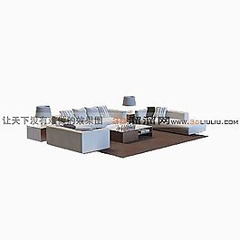 3D沙發(fā)茶幾組合模型