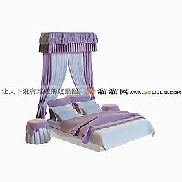 3D雙人床模型