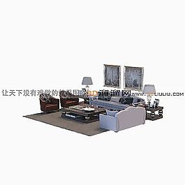 3D沙發(fā)茶幾組合模型