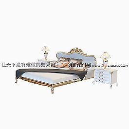 3D雙人床模型