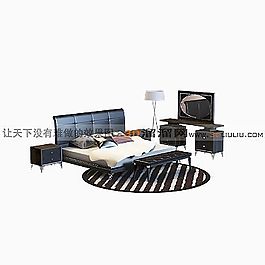 3D雙人床模型