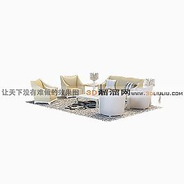 3D沙發(fā)茶幾組合模型