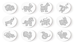 動物貼矢量插圖