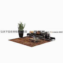 3D沙發(fā)茶幾組合模型