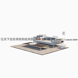 3D沙發(fā)茶幾組合模型