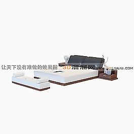 3D雙人床模型